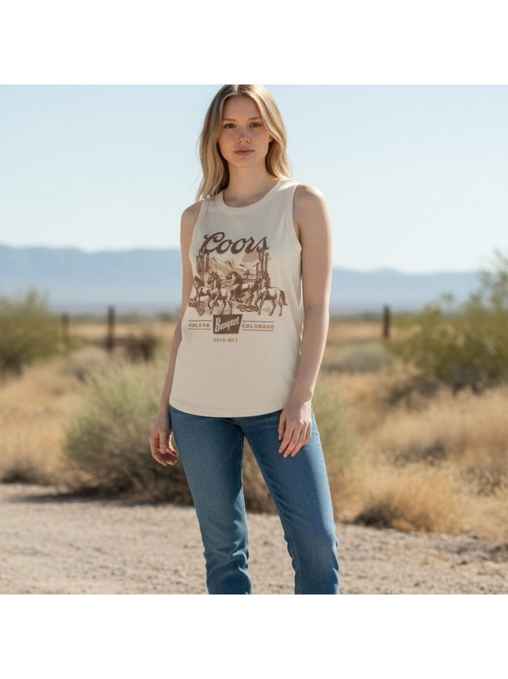 Coors Cream Graphic Muscle Tank Top